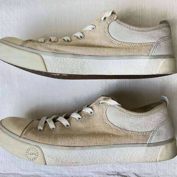 UGG Evera Lace-Up Canvas Shearling Fleece Lined Sneakers Shoes Womens Size 8 - Picture 7 of 9